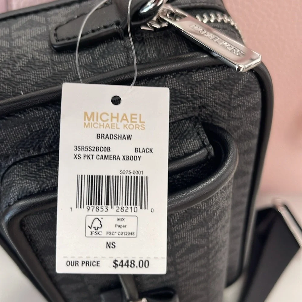 Michael Kors Bradshaw Extra-Small Signature Logo Camera Crossbody Black/Silver